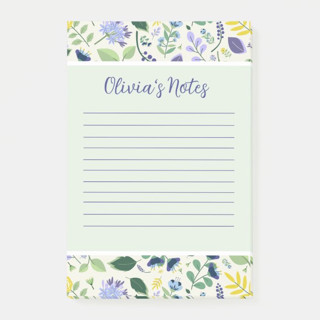 Bloco De Notas Notas Pessoais Florais (Frente)