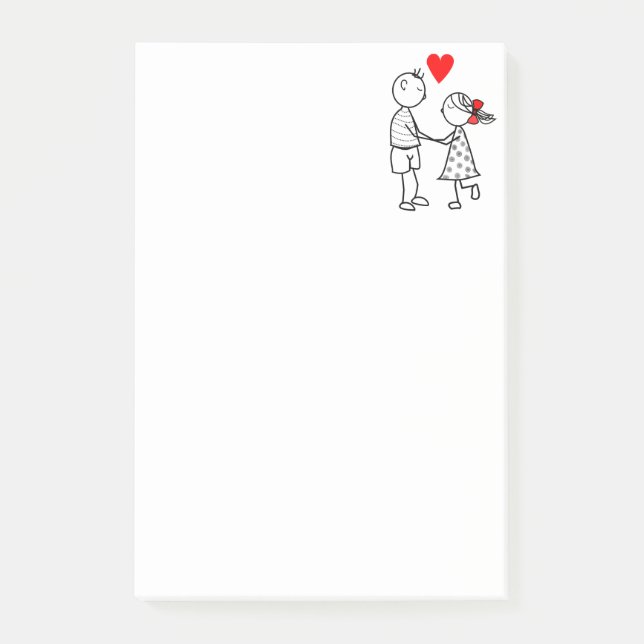 Bloco De Notas Notas pós-it® do Casal de amor - personalizáveis (Frente)
