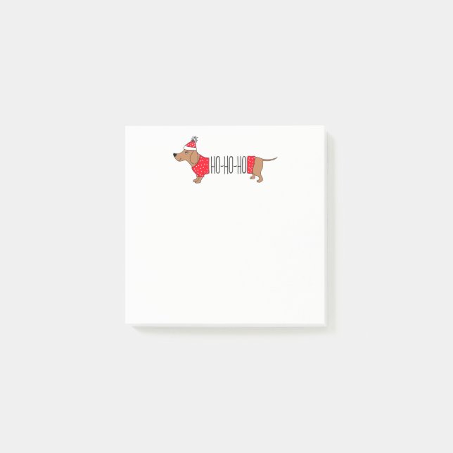 Bloco De Notas Notas Post-it® 3" x 3" de Natal do Dachshund (Frente)