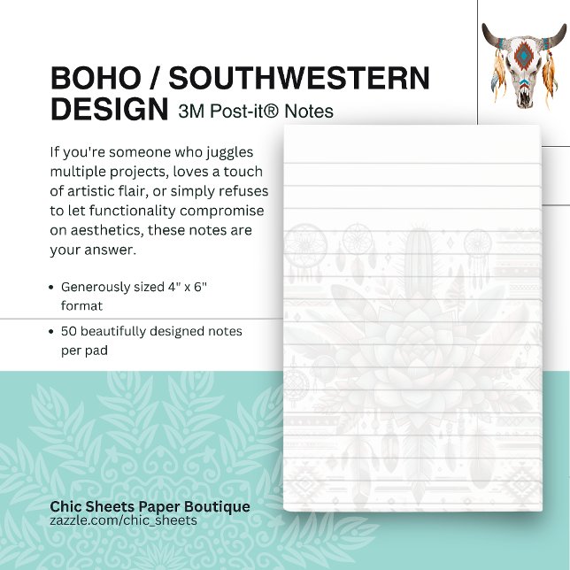 Bloco De Notas Notas Post-it® 3M de Design Boho/Sudoeste (Criador carregado)
