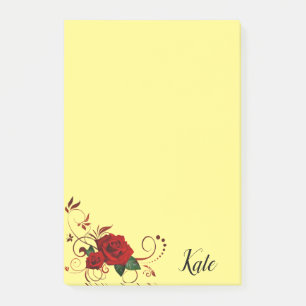 Bloco De Notas Notas Post-it Amarelas Rosa Vermelho