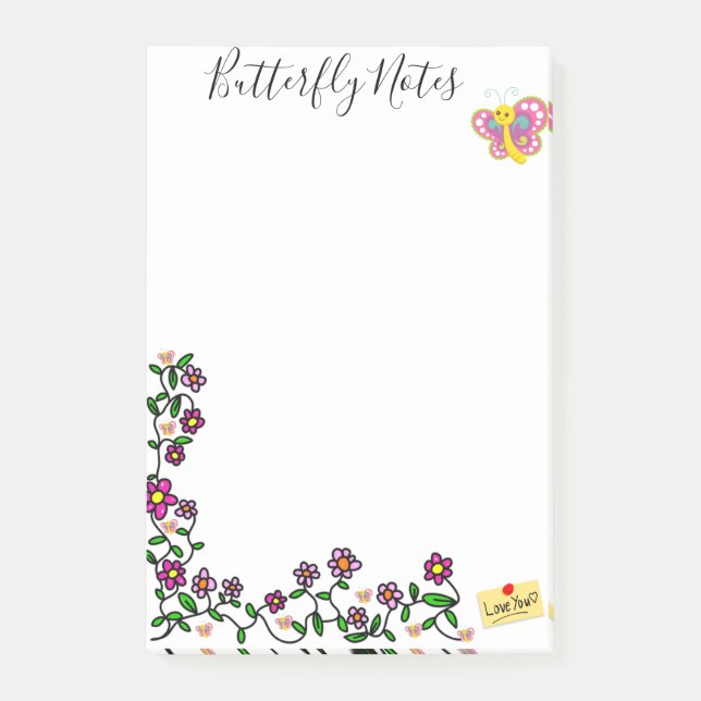 Bloco De Notas Notas Post-it Borboleta Floral (Frente)