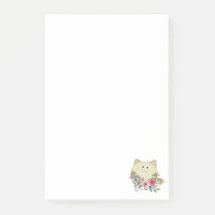 Bloco De Notas Notas Post-it Gato Caprichoso Floral