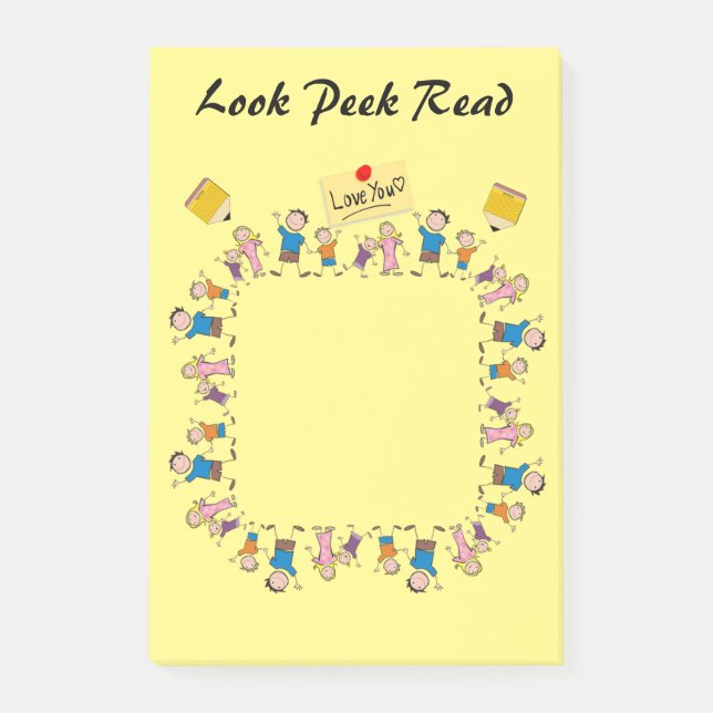 Bloco De Notas Notas Post-it Kids Notas Olhe Leia (Frente)