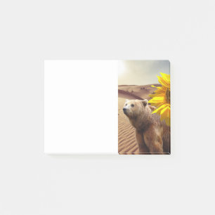 Bloco De Notas Notas Post it Notes, Girassol Urso Polar Floral