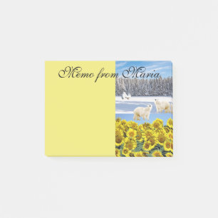 Bloco De Notas Notas Post it Notes, Girassol Urso Polar Floral