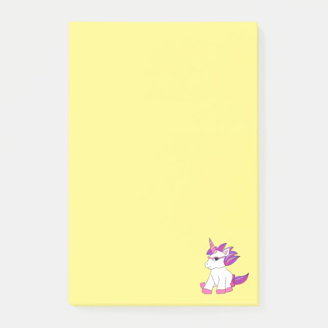 Bloco De Notas Notas Postadas com um unicórnio bonito com óculos (Frente)