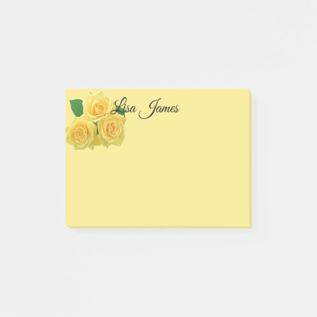 Bloco De Notas Notas Postadas de Rosas Amarelas (Frente)