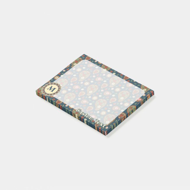 Bloco De Notas Notas Postadas do Strawberry Paisley Pattern (Inclinado)