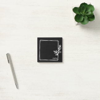 Bloco De Notas Notas Pretas com Moldura Dupla Branca com Flores
