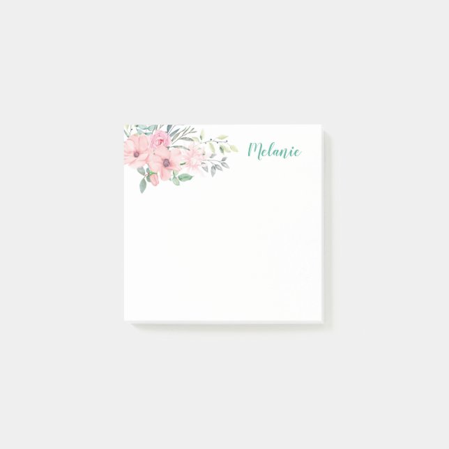 Bloco De Notas Notas Simples, Rosa, Floral e Botânica (Frente)