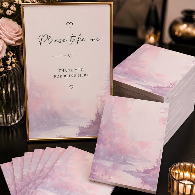 Bloco De Notas Notas Suaves da Floresta Nebulosa Rosa (Please take one home as a beautiful keepsake from the event.)