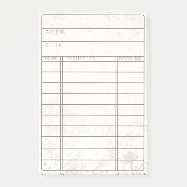 Bloco De Notas Notas vazias do cartão de livro da biblioteca do (Frente)