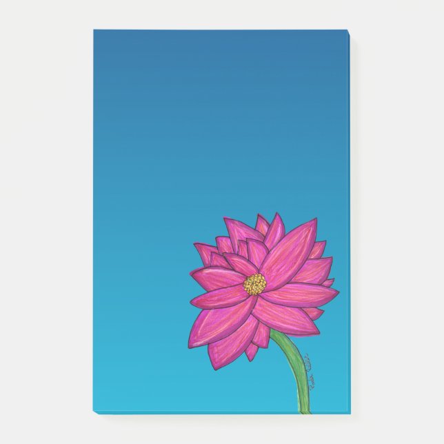 Bloco De Notas Notas Verticais de Flor Rosa Fúcsia (Frente)