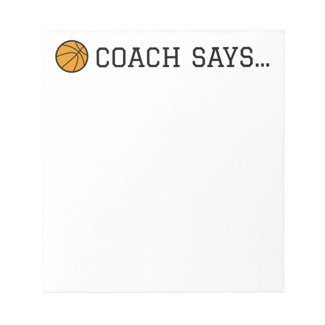 Bloco De Notas Notebook Coach diz basquete 5,5 x 6" (Frente)