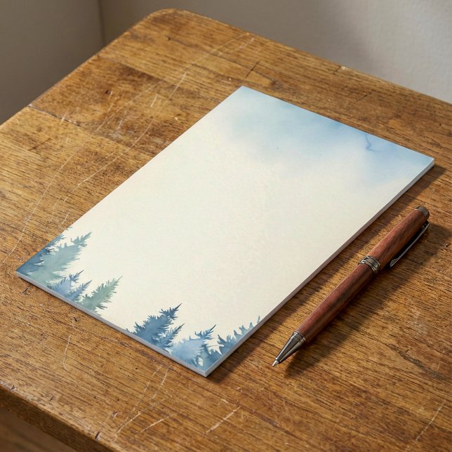 Bloco De Notas Notebook de pinheiros azuis-do-inverno (Winter blue pine trees plain notepad.)