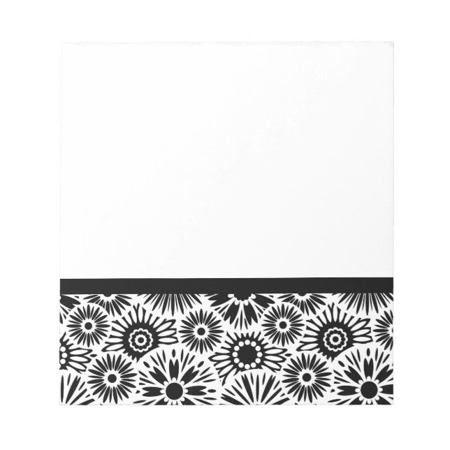 Bloco De Notas Notebook floral preto e branco (Frente)