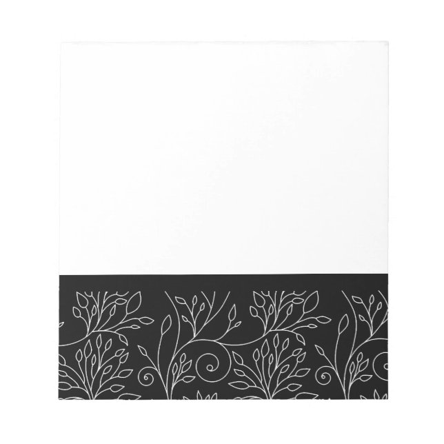 Bloco De Notas Notebook floral preto e branco (Frente)