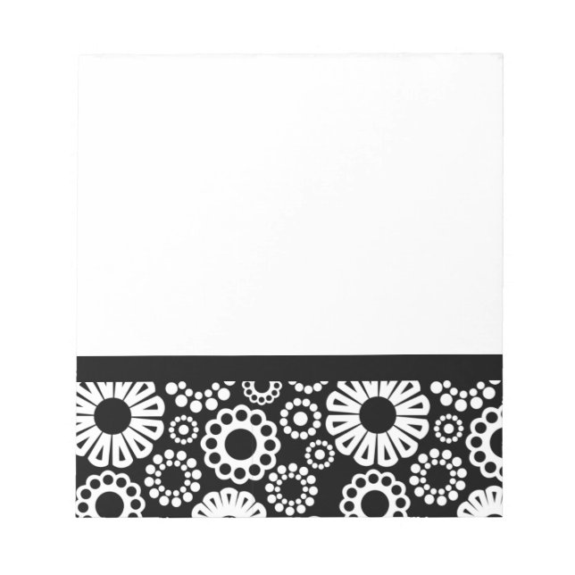 Bloco De Notas Notebook floral preto e branco (Frente)