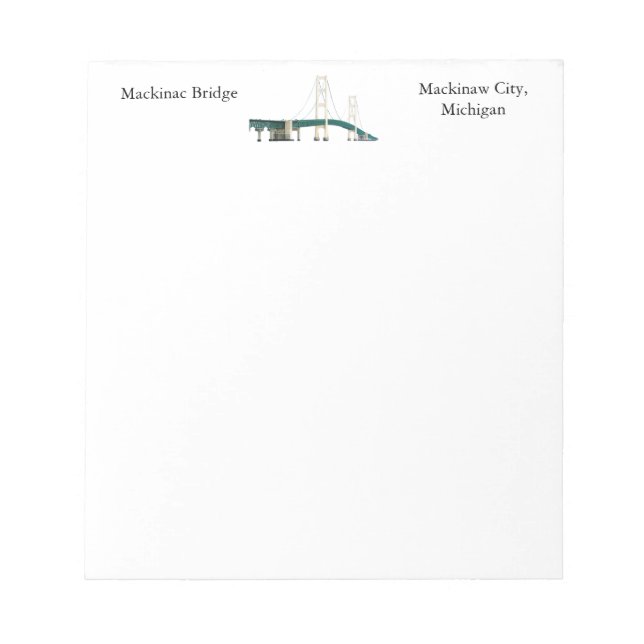 Bloco De Notas Notebook Mackinac Bridge Mackinaw City (Frente)