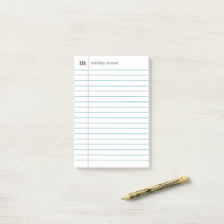 Bloco De Notas Notebook Paper White Add Your Name & Initial