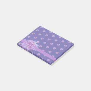 Bloco De Notas Notebook Pink Flower Purple Monograma