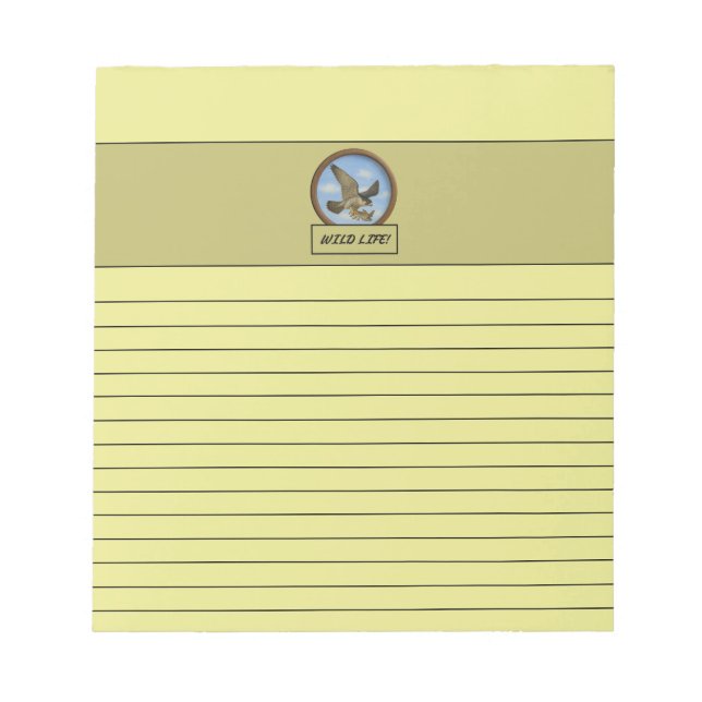 Bloco De Notas Notepad Amarelo-Claro Falcão Peregrino (Frente)