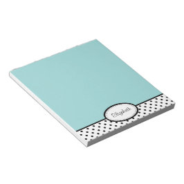 Bloco De Notas Notepad Azul de Bolinhas Chic Personalizado