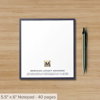 Bloco De Notas Notepad Azul Monograma Elegante