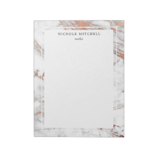 Bloco De Notas Notepad branco e Dourado simples