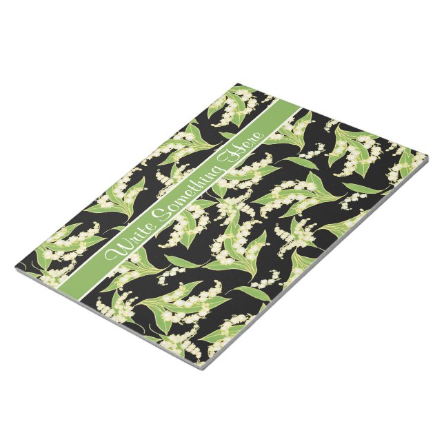 Bloco De Notas Notepad Chic ou Jotter: Lily of the Valley, Black (Inclinado)