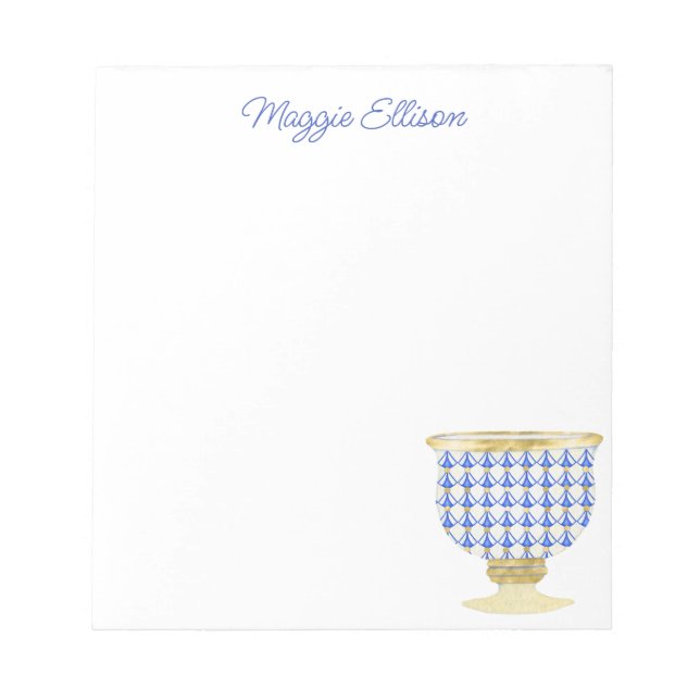 Bloco De Notas Notepad Chic Vase Chinoiserie Watercolor (Frente)