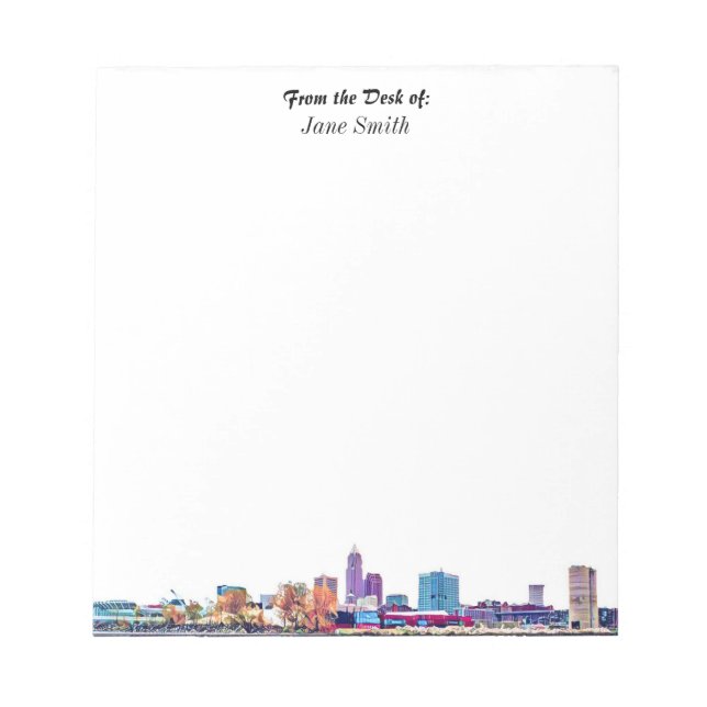 Bloco De Notas Notepad Cleveland Skyline Personalizado (Frente)