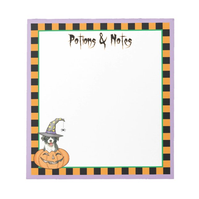Bloco De Notas Notepad Collie Border do Halloween (Frente)