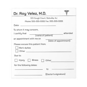Bloco De Notas Notepad com licença para médicos
