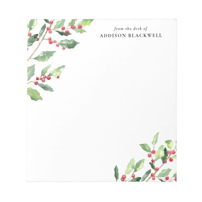 Bloco De Notas Notepad com Mistura de Aquarela de Natal com Nome (Frente)