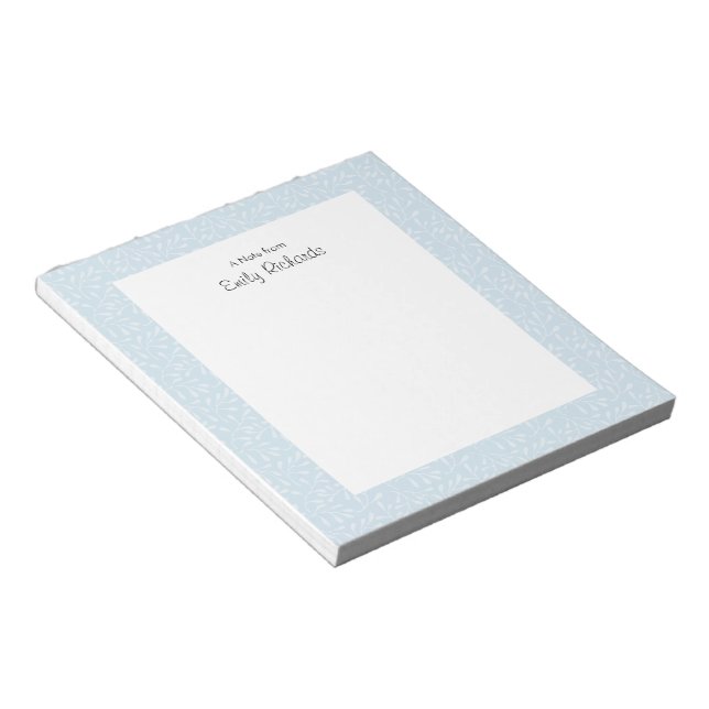 Bloco De Notas Notepad com padrão floral azul personalizado (Inclinado)