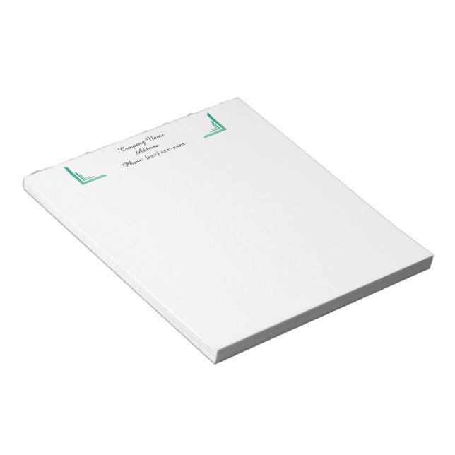 Bloco De Notas Notepad Comercial do Canto Teal Personalizado (Inclinado)