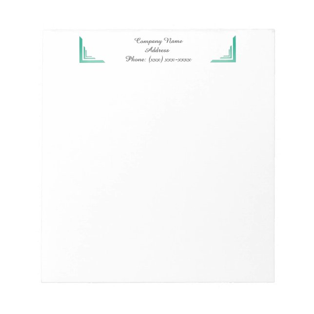 Bloco De Notas Notepad Comercial do Canto Teal Personalizado (Frente)
