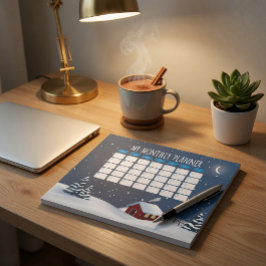 Bloco De Notas Notepad Cozy Winter Cabin | Papelaria Noite Snowy