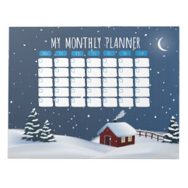 Bloco De Notas Notepad Cozy Winter Cabin | Papelaria Noite Snowy