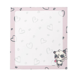 Bloco De Notas Notepad Cupido de Kawaii Panda & Hearts