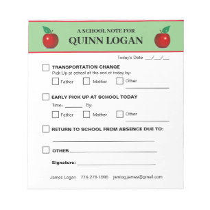 Bloco De Notas Notepad da escola para Quinn Logan