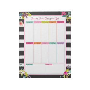 Bloco De Notas Notepad da Lista de Comprados da Loja Floral Strip