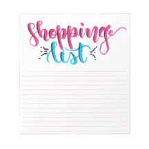 Notepad da Lista de compro - Letra de Pincel Desen