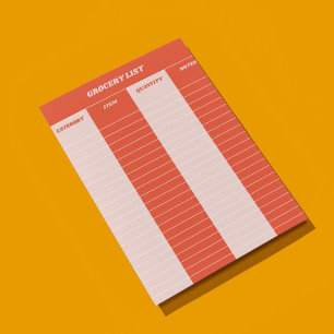 Bloco De Notas Notepad da Lista de Produtos Retro-Rosa Vermelha