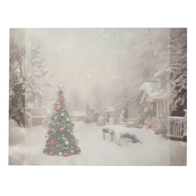 Bloco De Notas Notepad da Manhã de Natal Neve (Frente)