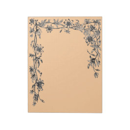 Bloco De Notas Notepad da Rustic Flower Border Newsletter Sepia