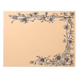 Bloco De Notas Notepad da Rustic Flower Border Newsletter Sepia