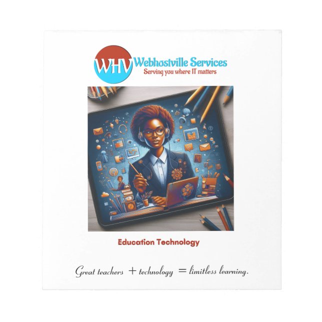 Bloco De Notas Notepad da Tecnologia de Professores Inspiracional (Frente)